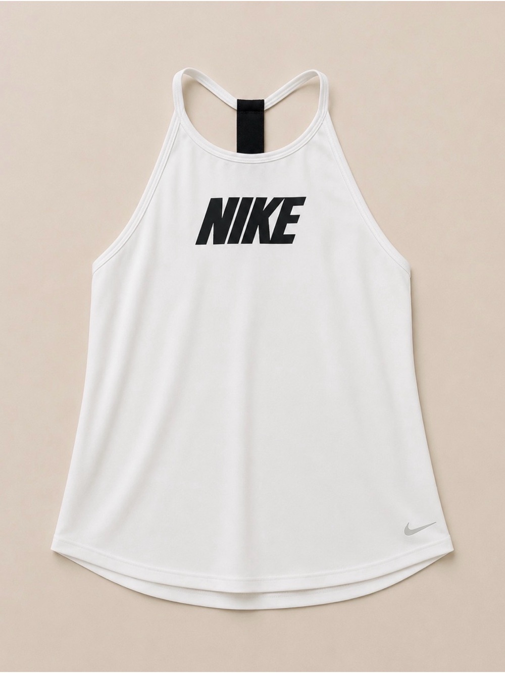 Nike White Racerback Tank with Black Logo Accent